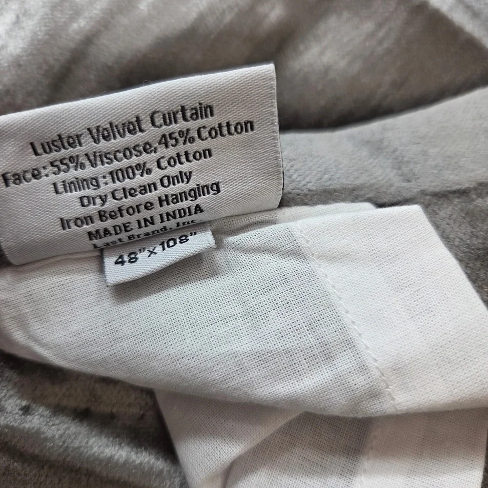 NWT QUINCE 48x108 Luster Velvet Curtain Slate 0942